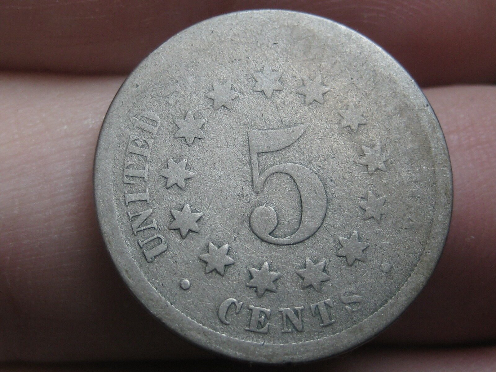 1868 Shield Nickel 5 Cent Piece- Fs-901, Rev Of 1868, Broken Letter